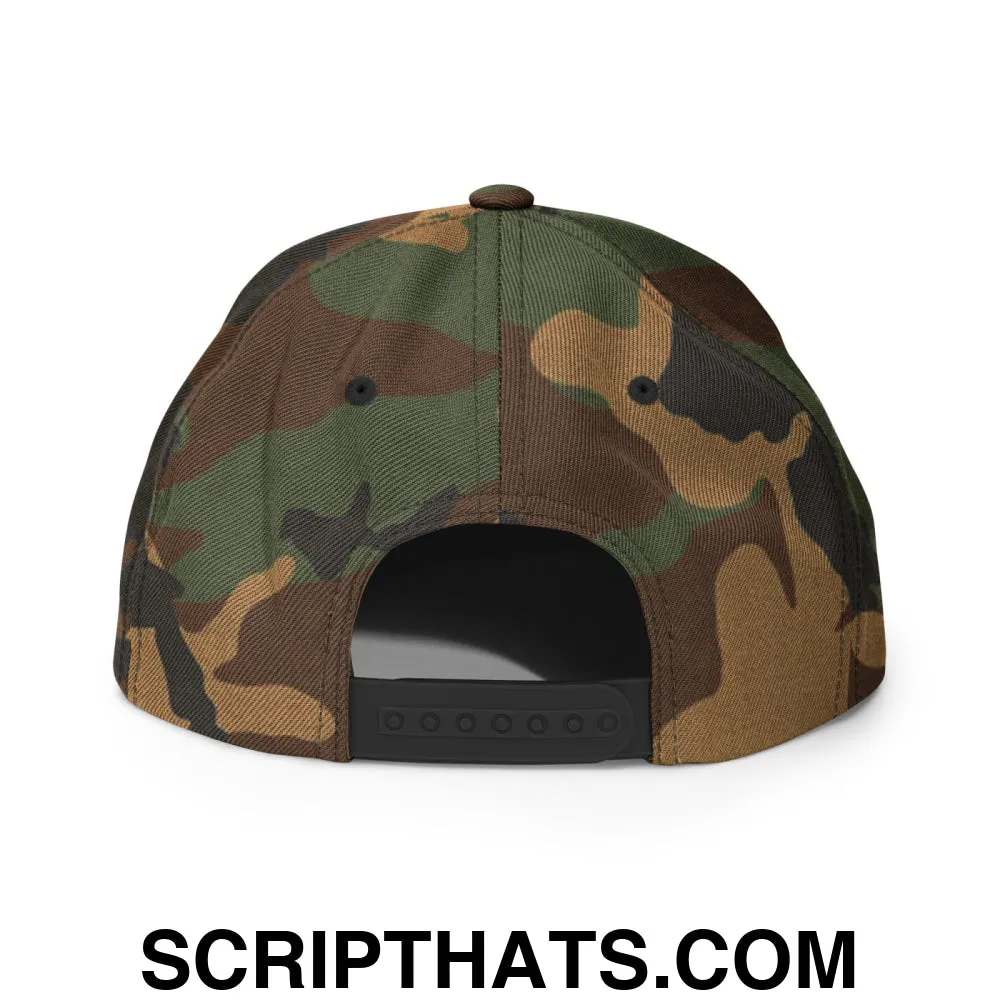 Upside Down Derby Embroidered Flat Bill Brim Snapback Hat
