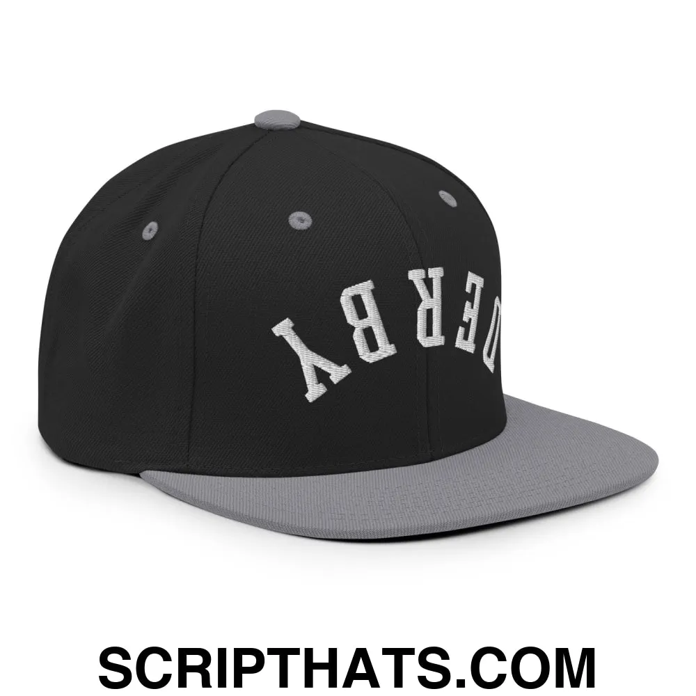 Upside Down Derby Embroidered Flat Bill Brim Snapback Hat