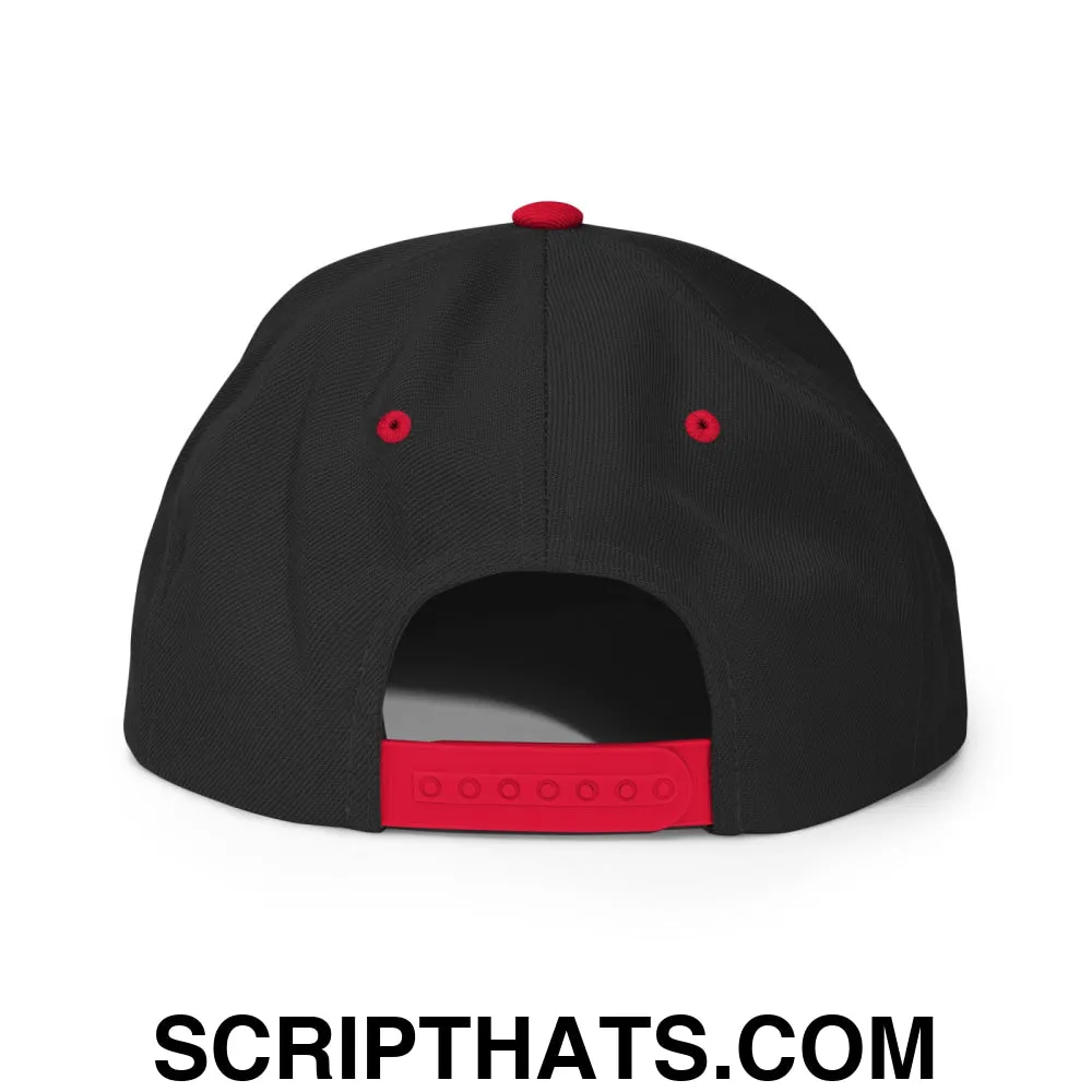 Upside Down Derby Embroidered Flat Bill Brim Snapback Hat