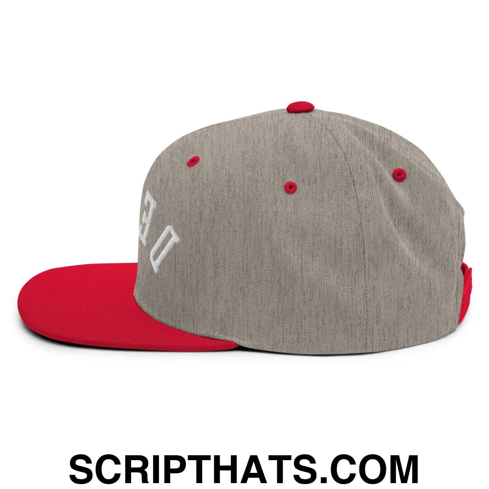 Upside Down Derby Embroidered Flat Bill Brim Snapback Hat