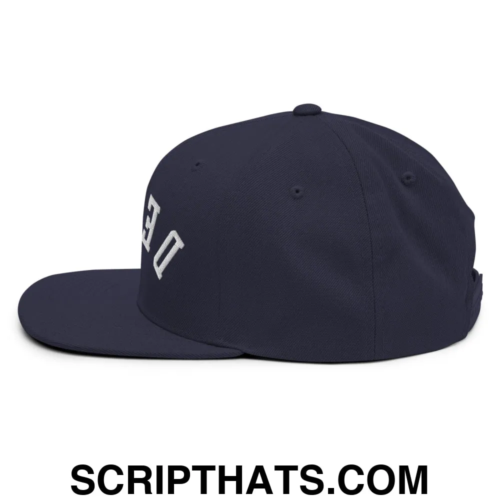 Upside Down Derby Embroidered Flat Bill Brim Snapback Hat
