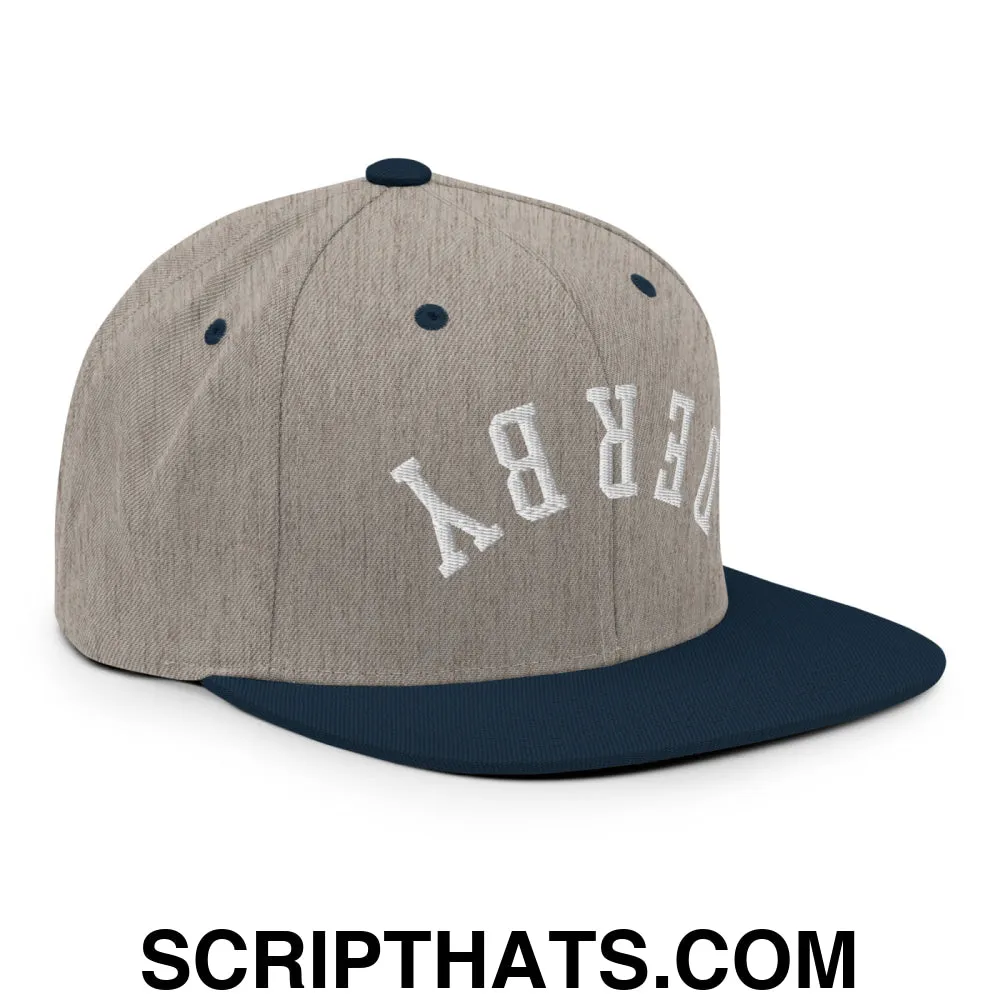 Upside Down Derby Embroidered Flat Bill Brim Snapback Hat