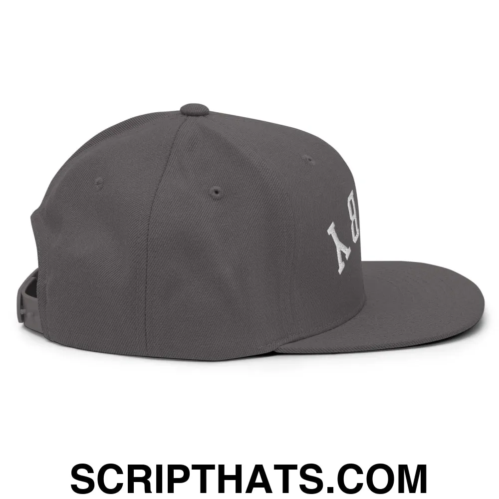 Upside Down Derby Embroidered Flat Bill Brim Snapback Hat