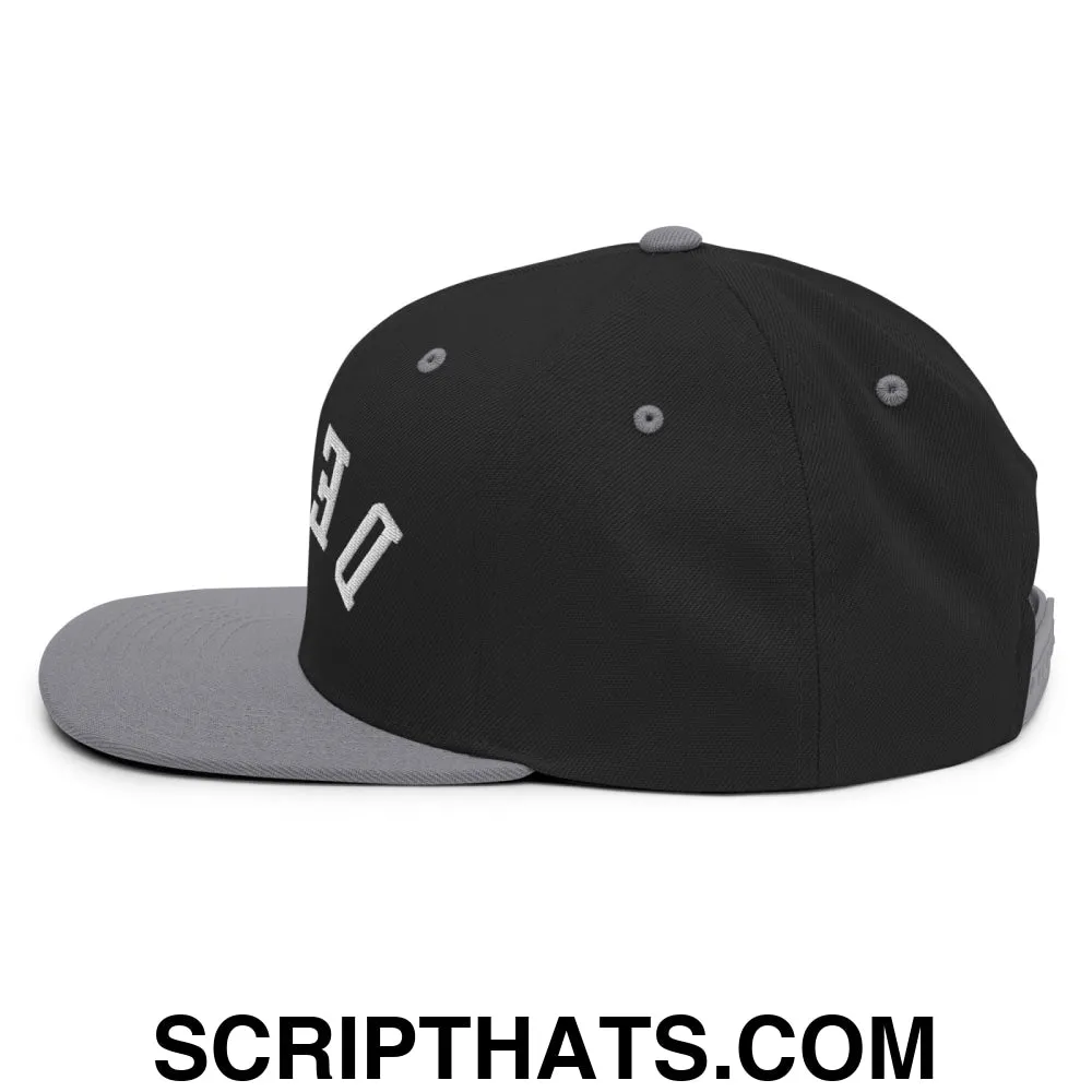 Upside Down Derby Embroidered Flat Bill Brim Snapback Hat