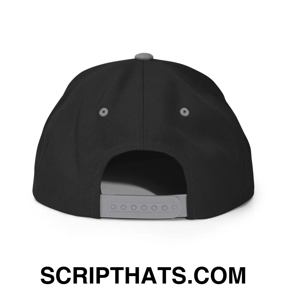 Upside Down Derby Embroidered Flat Bill Brim Snapback Hat