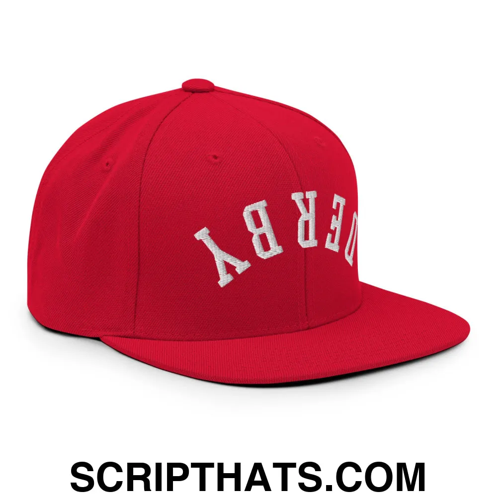 Upside Down Derby Embroidered Flat Bill Brim Snapback Hat