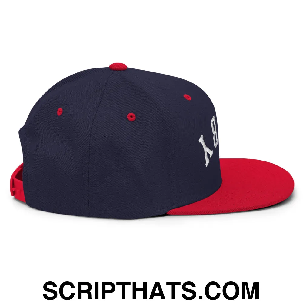 Upside Down Derby Embroidered Flat Bill Brim Snapback Hat