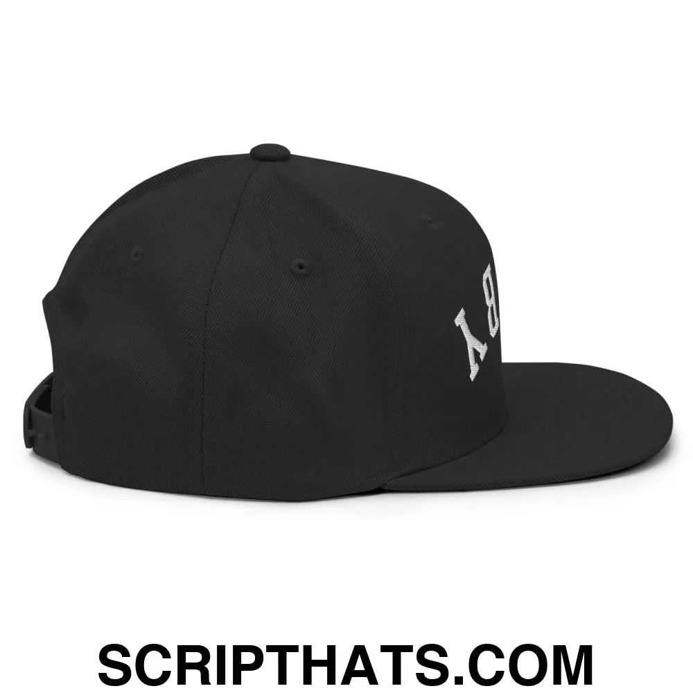 Upside Down Derby Embroidered Flat Bill Brim Snapback Hat