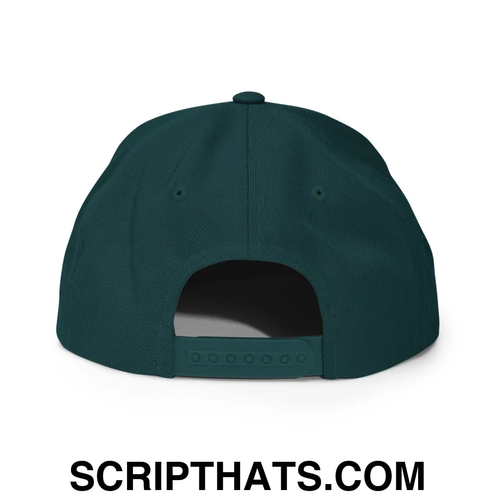 Upside Down Derby Embroidered Flat Bill Brim Snapback Hat