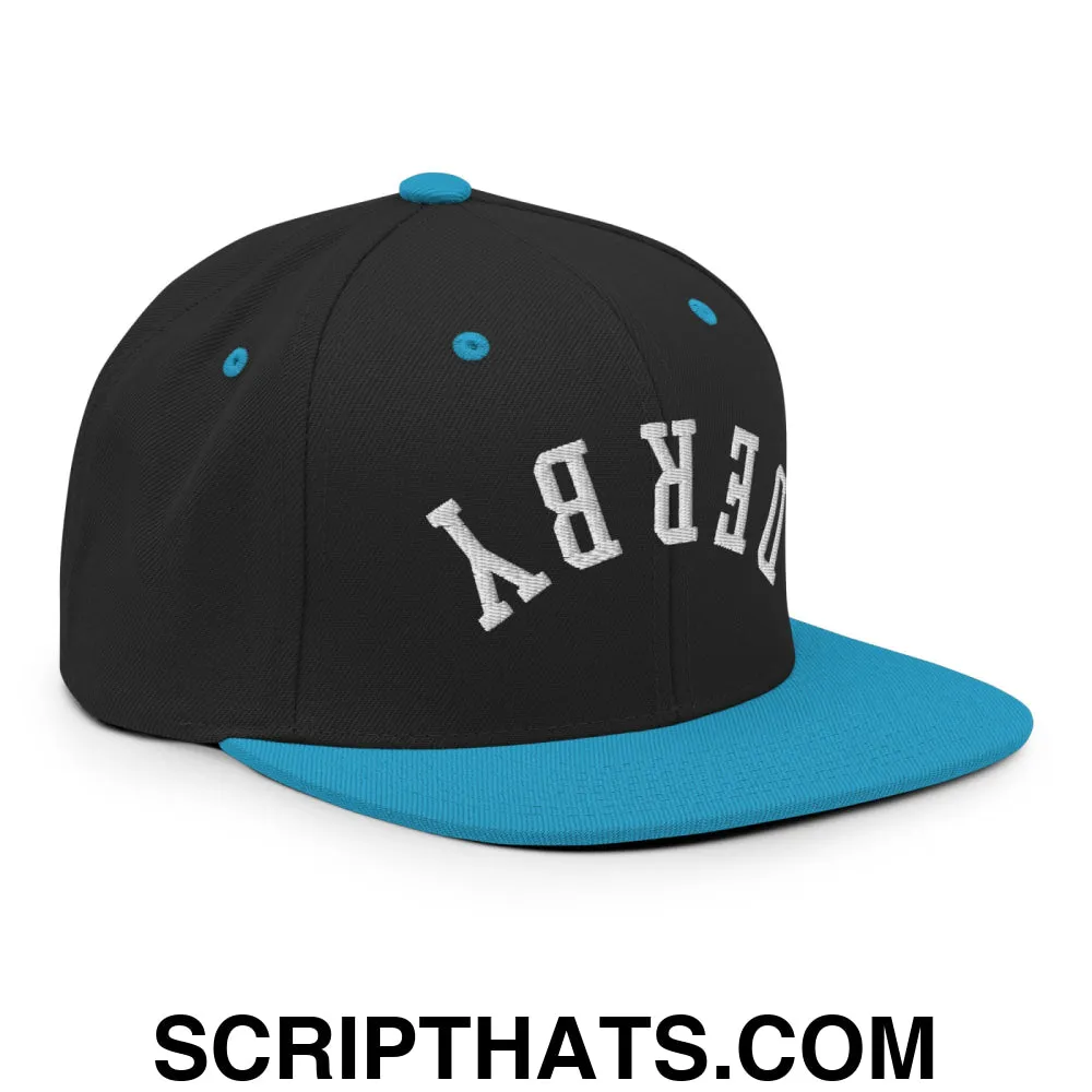 Upside Down Derby Embroidered Flat Bill Brim Snapback Hat