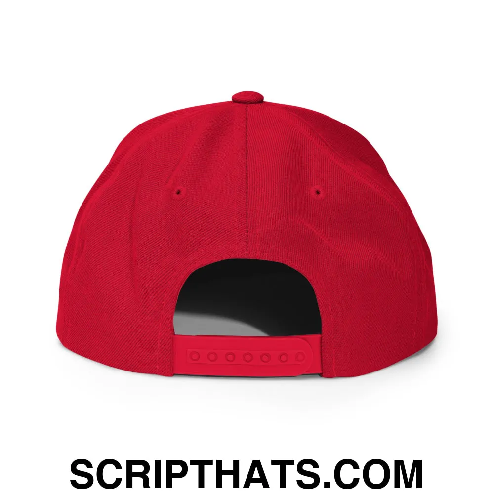 Upside Down Derby Embroidered Flat Bill Brim Snapback Hat