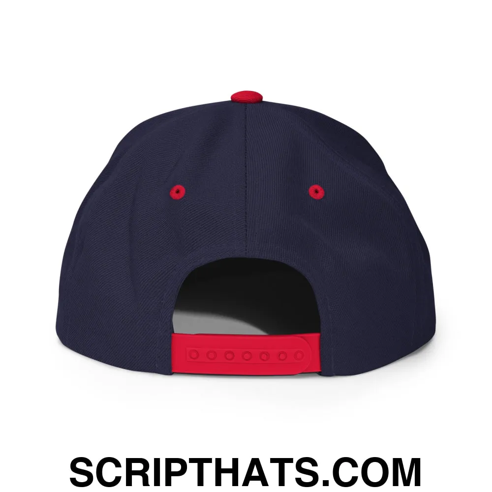 Upside Down Derby Embroidered Flat Bill Brim Snapback Hat