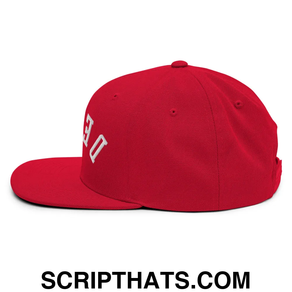 Upside Down Derby Embroidered Flat Bill Brim Snapback Hat