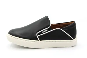 Venettini  Black Slip On Sneaker White Piping Reed