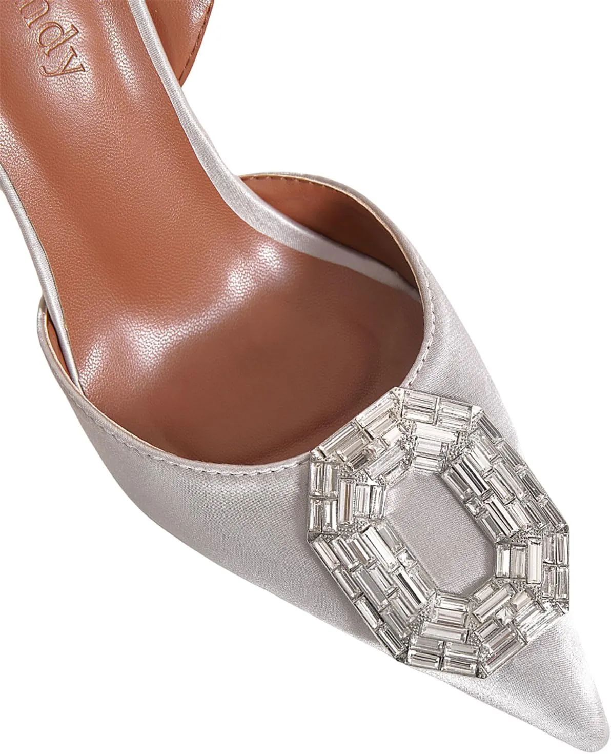 Vertundy Women's Rhinestone Slingback Pumps Pointed Toe Satin Crystal Stiletto High Heels Sandals Party Wedding Bride Pump Dress Shoes