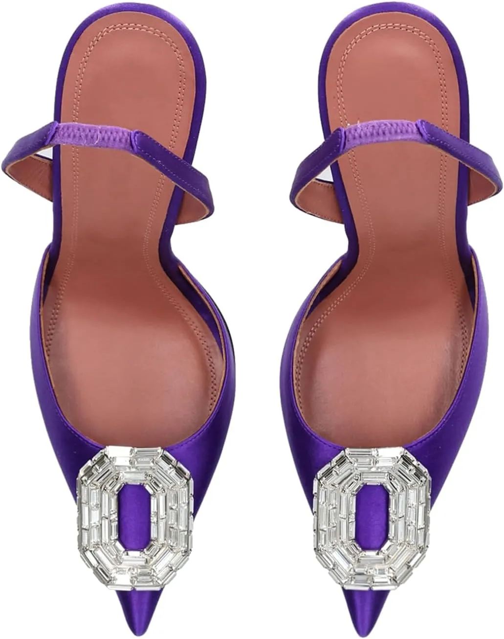 Vertundy Women's Rhinestone Slingback Pumps Pointed Toe Satin Crystal Stiletto High Heels Sandals Party Wedding Bride Pump Dress Shoes
