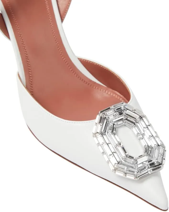 Vertundy Women's Rhinestone Slingback Pumps Pointed Toe Satin Crystal Stiletto High Heels Sandals Party Wedding Bride Pump Dress Shoes
