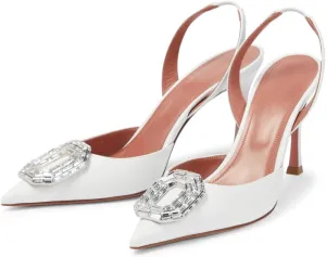Vertundy Women's Rhinestone Slingback Pumps Pointed Toe Satin Crystal Stiletto High Heels Sandals Party Wedding Bride Pump Dress Shoes