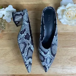 Vince Snake Skin Leather Mules 7.5M