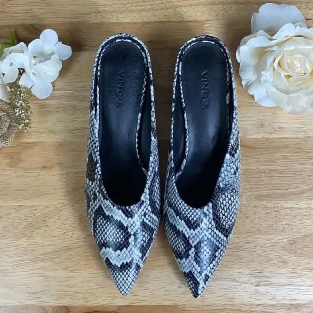 Vince Snake Skin Leather Mules 7.5M