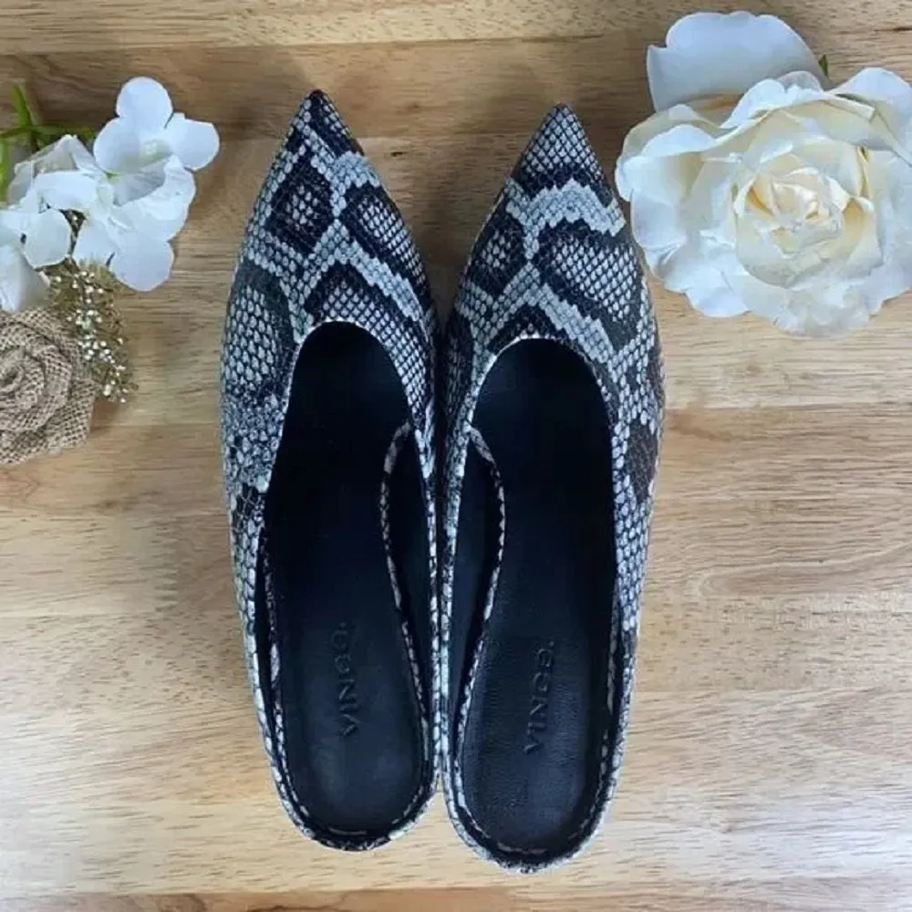 Vince Snake Skin Leather Mules 7.5M