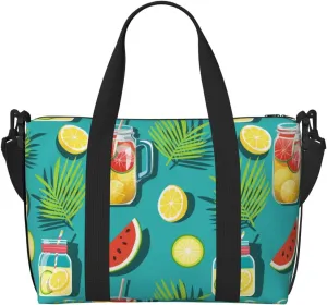 VOSERY Laptop Tote Bag for Women Work - cartoon Lemon juice Gym Bag for Women Men, Personal Item Crossbody Travel Bags for Women Men Carry On, Overnight Weekender Bags for Women Travel