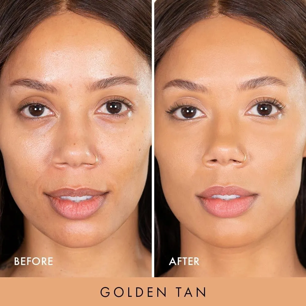 Wander Beauty Nude Illusion Liquid Foundation - Golden Tan - Medium to Full Coverage Foundation - Natural Makeup with Vitamin E & Macadamia - Nude Skin Finish Blurs & Conceals - 1.01 fl oz