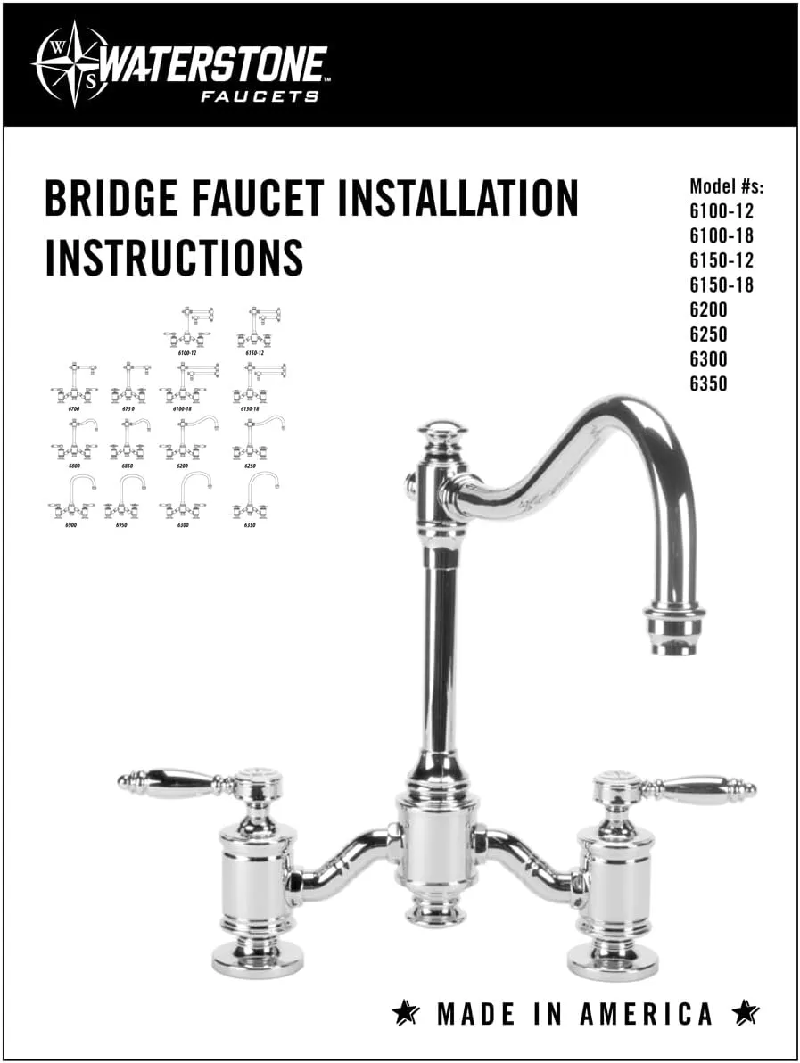 Waterstone 6250-3-SB Annapolis Bridge Faucet - Cross Handles 3pc. Suite Satin Brass