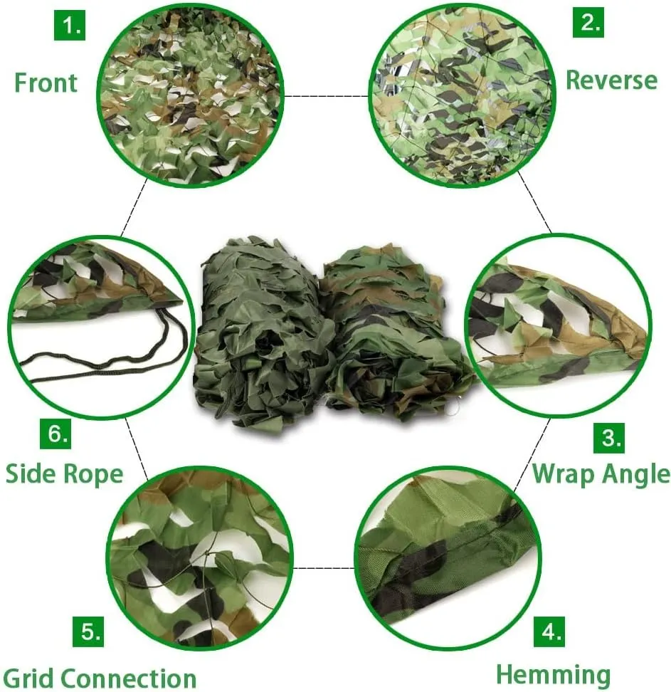 Wear-Resistant Camo Netting for Jungle Fence, Oxford Fabric Sunshade Camping Camouflage Netting, for Building Shelters, Decoration Tree Houses