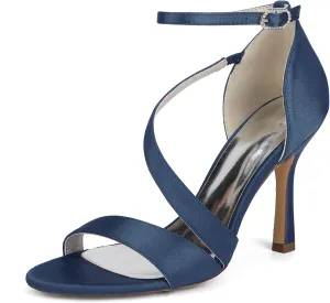 Wedding Bridal Shoes Women's Satin Bridal Fashion Stilettos Open Toe Pump Heel Sandals 9.5Cm