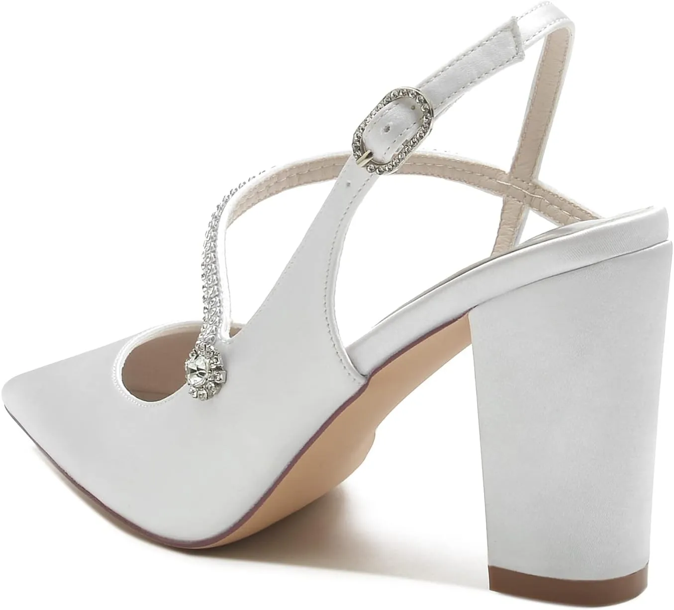 Wedding Shoes Women's Pump High Heels Bridal Shoes Dress Heeled Sandals Satin Block Heels For/Engagement/Evening/Prom 8.5Cm