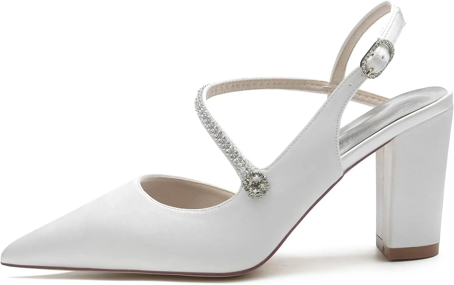 Wedding Shoes Women's Pump High Heels Bridal Shoes Dress Heeled Sandals Satin Block Heels For/Engagement/Evening/Prom 8.5Cm