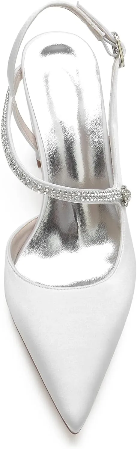 Wedding Shoes Women's Pump High Heels Bridal Shoes Dress Heeled Sandals Satin Block Heels For/Engagement/Evening/Prom 8.5Cm