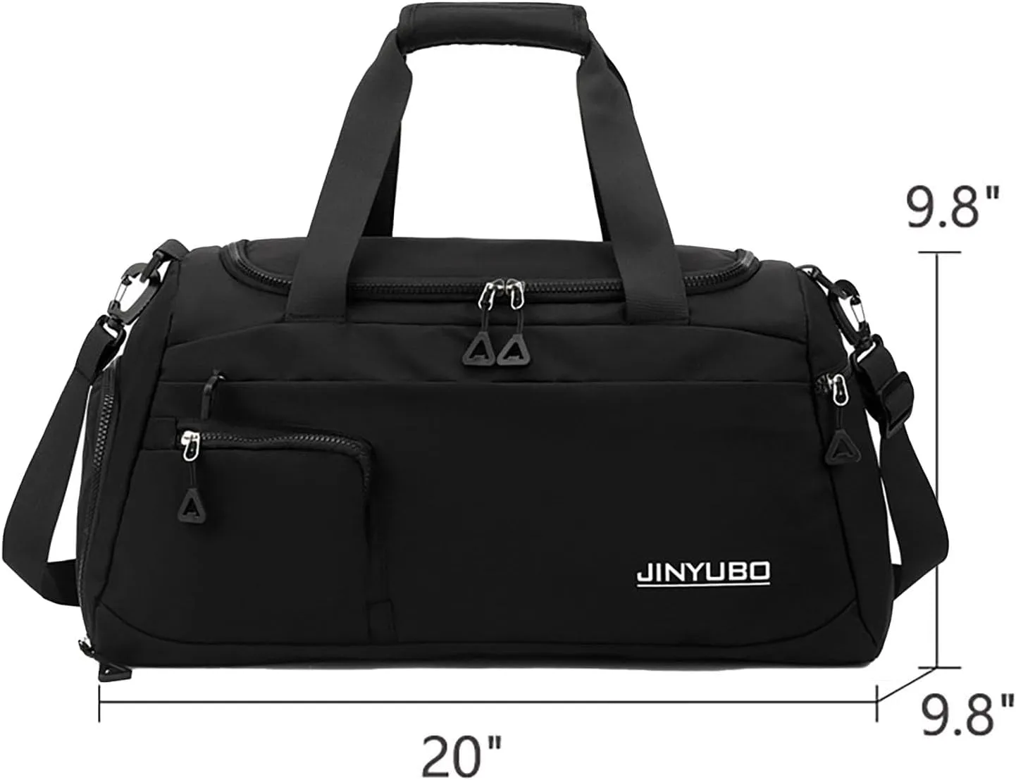 Weekender Overnight Bag Travel Duffel Bag with Independent Shoe Compartment Carry On Sports Tote Gym Bag for Women Men (Black)