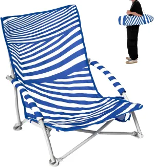 #WEJOY Beach Chairs for Adults Low Wide Folding Beach Chair with Cup Holder Backpack Beach Chair with Carry Bag for Outdoor Camping Lawn Sports Camp Supports up to 265lbs