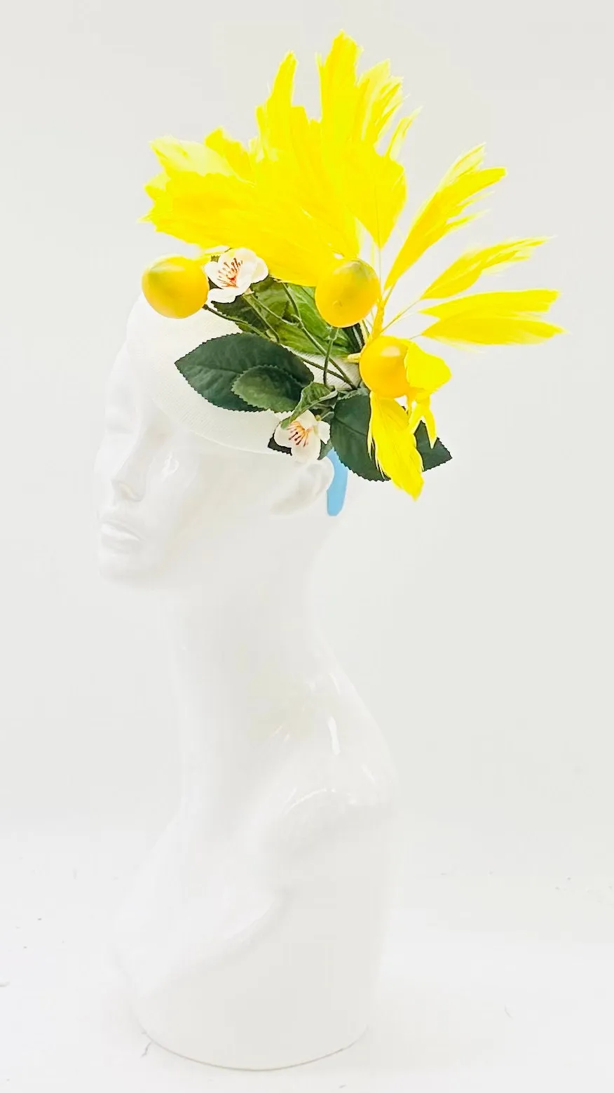 White, yellow, lemon Derby Fascinator, Kentucky Derby Hat Alternative, Kentucky derby hat (GOLD LINE)