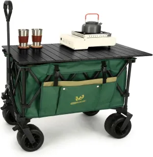 Whitsunday Collasible Wagon, Large Capacity 400Lbs, All-Terrain Wheels Heavy Duty Utility Wagon for Gardening Shopping Fishing Camping Outdoor Picnic Green