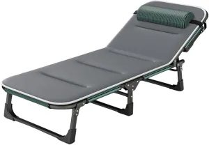 Wide Camping Cot with Pillow 5 Position Folding Sleeping Cots for Adults Portable Outdoor Reclining Zero