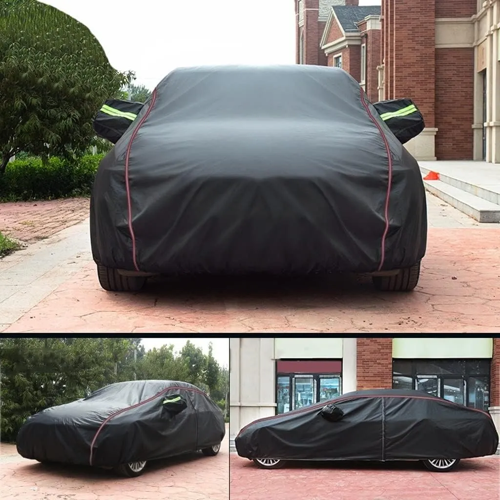 WOLWES Car Cover are Suitable for Chevrolet Camaro All-Weather Windproof, Snowproof, Rainproof, UV-Protected and Breathable All-Season Universal with Side Door Zip Oxford Cloth Car Cover (Color : Bla