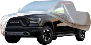 WOLWES Car Cover are Suitable for Dodge RAM All-Weather Windproof, Snowproof, Rainproof, UV-Protected and Breathable All-Season Universal with Side Door Zip Oxford Cloth Car Cover (Color : White)