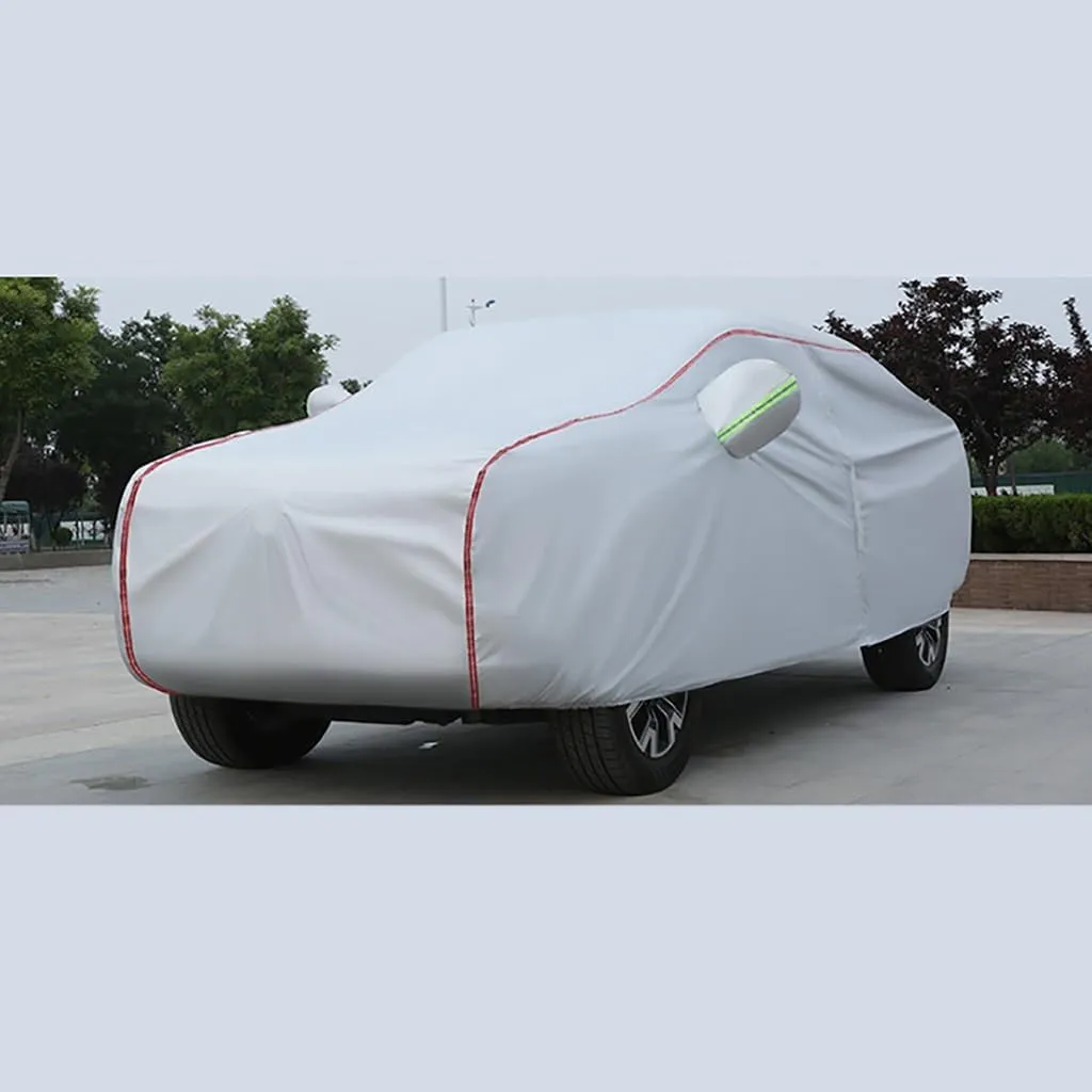 WOLWES Car Cover are Suitable for Dodge RAM All-Weather Windproof, Snowproof, Rainproof, UV-Protected and Breathable All-Season Universal with Side Door Zip Oxford Cloth Car Cover (Color : White)