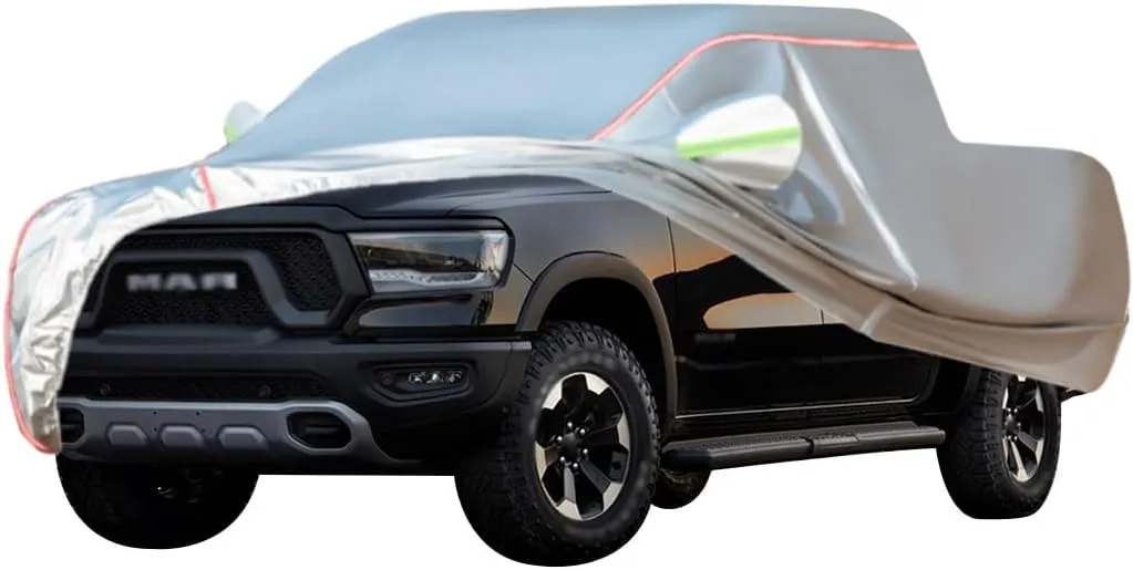 WOLWES Car Cover are Suitable for Dodge RAM All-Weather Windproof, Snowproof, Rainproof, UV-Protected and Breathable All-Season Universal with Side Door Zip Oxford Cloth Car Cover (Color : White)