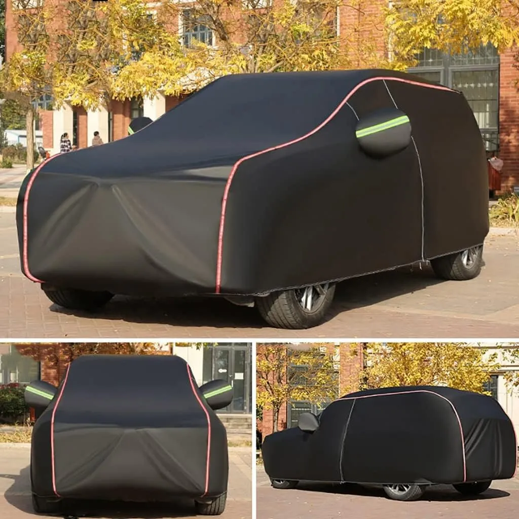 WOLWES Car Cover are Suitable for Volkswagen ID.5 All-Weather Windproof, Snowproof, Rainproof, UV-Protected and Breathable All-Season Universal with Side Door Zip Oxford Cloth Car Cover (Color : Blac