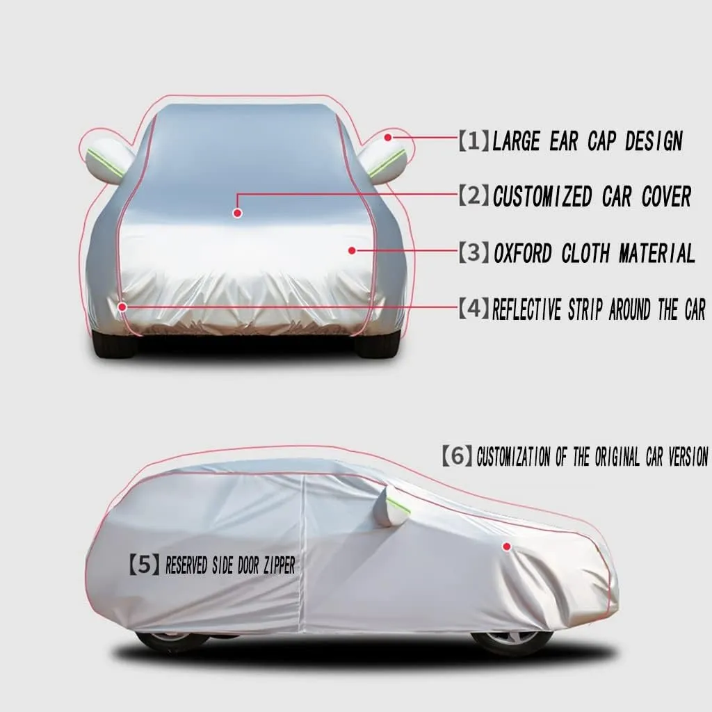 WOLWES Car Covers are Suitable for Buick Enclave SUV 2008-2024 All-Weather Windproof, Snowproof, Rainproof, UV-Protected and Breathable All-Season Universal with Side Door Zip Oxford Cloth Car Covers