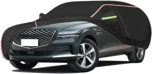 WOLWES Car Covers are Suitable for Genesis GV80 2021-2023 All-Weather Windproof, Snowproof, Rainproof, UV-Protected and Breathable All-Season Universal with Side Door Zip Oxford Cloth Car Covers (Col