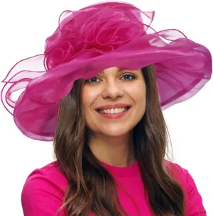 Women Derby Hats Organza Tea Party Cocktail Dress Kentucky Hat Wide Brim