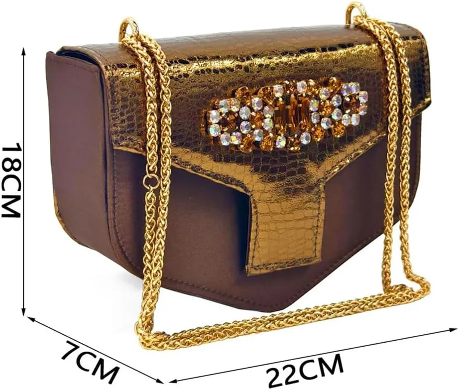 Women’S Brown Open Toe High Heels and Matching Bag Set with Rhinestone Decorations for Fashion Parties
