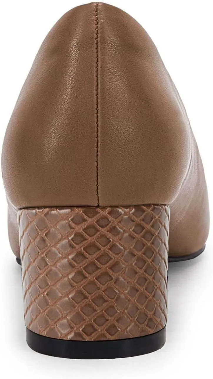 Women's Closed Toe Pumps Snakeskin Slip on Block Low Chunky Heel Business Party Office Dress Shoes