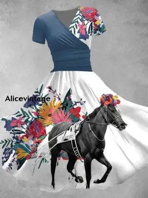 Women's Derby Floral V Neck Dress