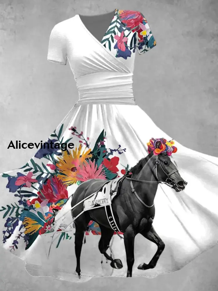 Women's Derby Floral V Neck Dress